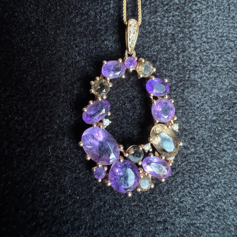 Elegant Effy amethyst and diamond necklace set in 14k rose gold